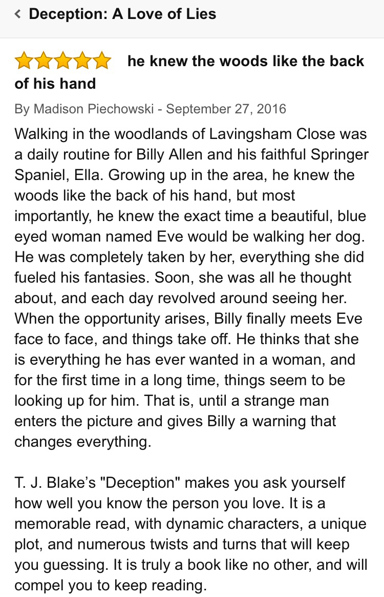 Deception a love of lies book reviews